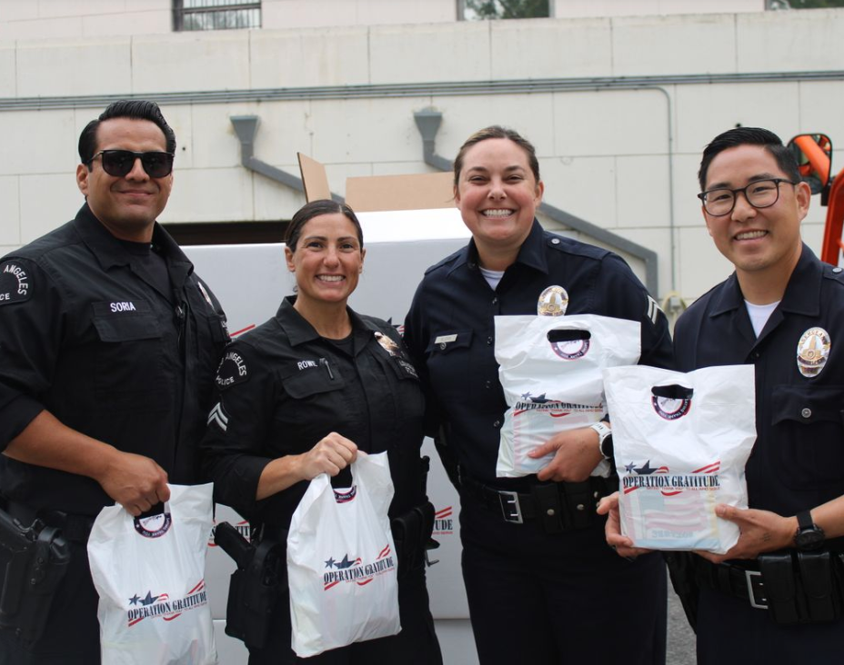 Volunteers delivering care packages to veterans and first responders